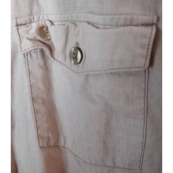 Men's XL Tan Carhartt Short Sleeve Button Up Shirt - Picture 3 of 6